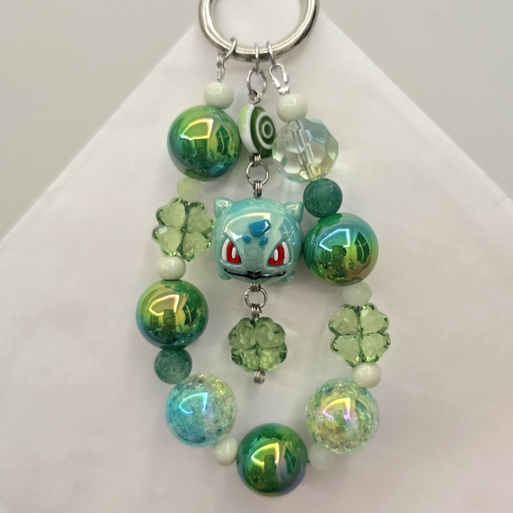 Lucky bulbasaur bag charm/ phone charm